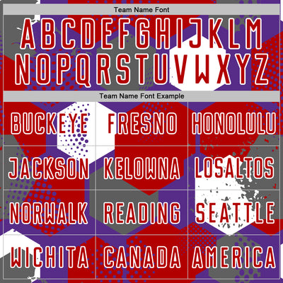 Custom Purple Red-White Geometric Shape Sublimation Soccer Uniform Jersey