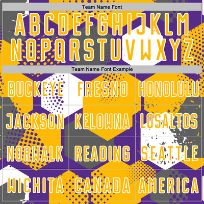 Custom Purple Gold-White Geometric Shape Sublimation Soccer Uniform Jersey