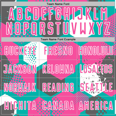 Custom Aqua Pink-White Geometric Shape Sublimation Soccer Uniform Jersey