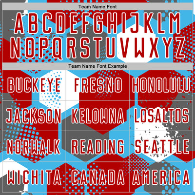 Custom Sky Blue Red-White Geometric Shape Sublimation Soccer Uniform Jersey