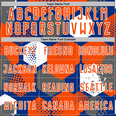 Custom Royal Orange-White Geometric Shape Sublimation Soccer Uniform Jersey