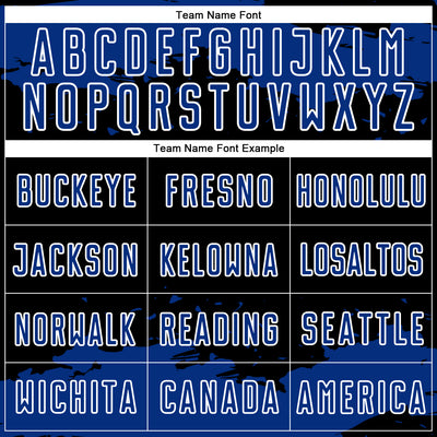 Custom Black Royal-White Abstract Fragment Art Sublimation Soccer Uniform Jersey