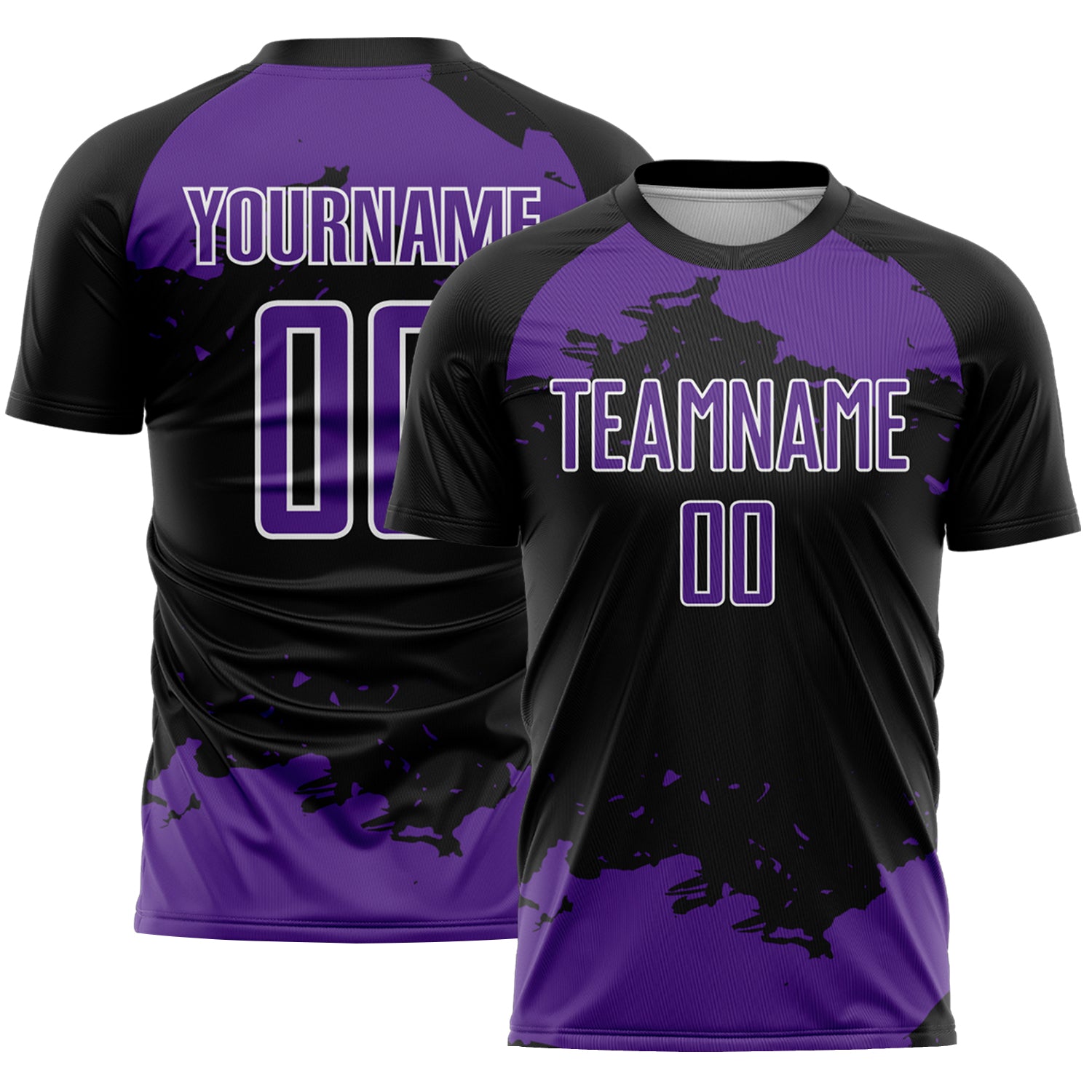 Custom Black Purple-White Abstract Fragment Art Sublimation Soccer Uniform Jersey