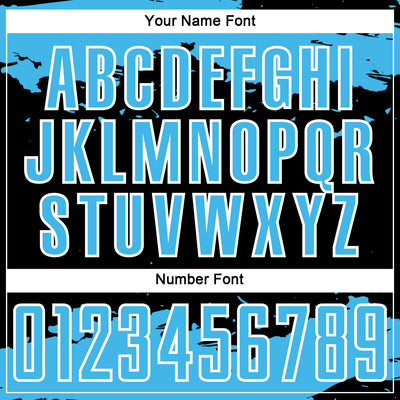 Custom Black Sky Blue-White Abstract Fragment Art Sublimation Soccer Uniform Jersey