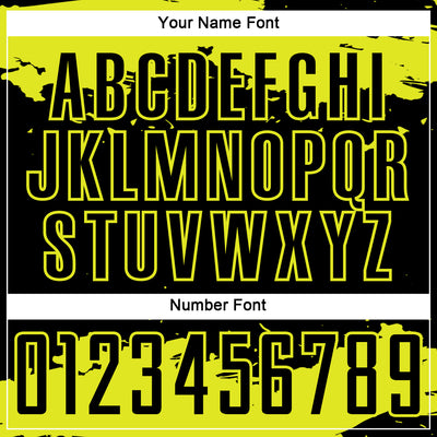 Custom Black Neon Yellow Abstract Fragment Art Sublimation Soccer Uniform Jersey