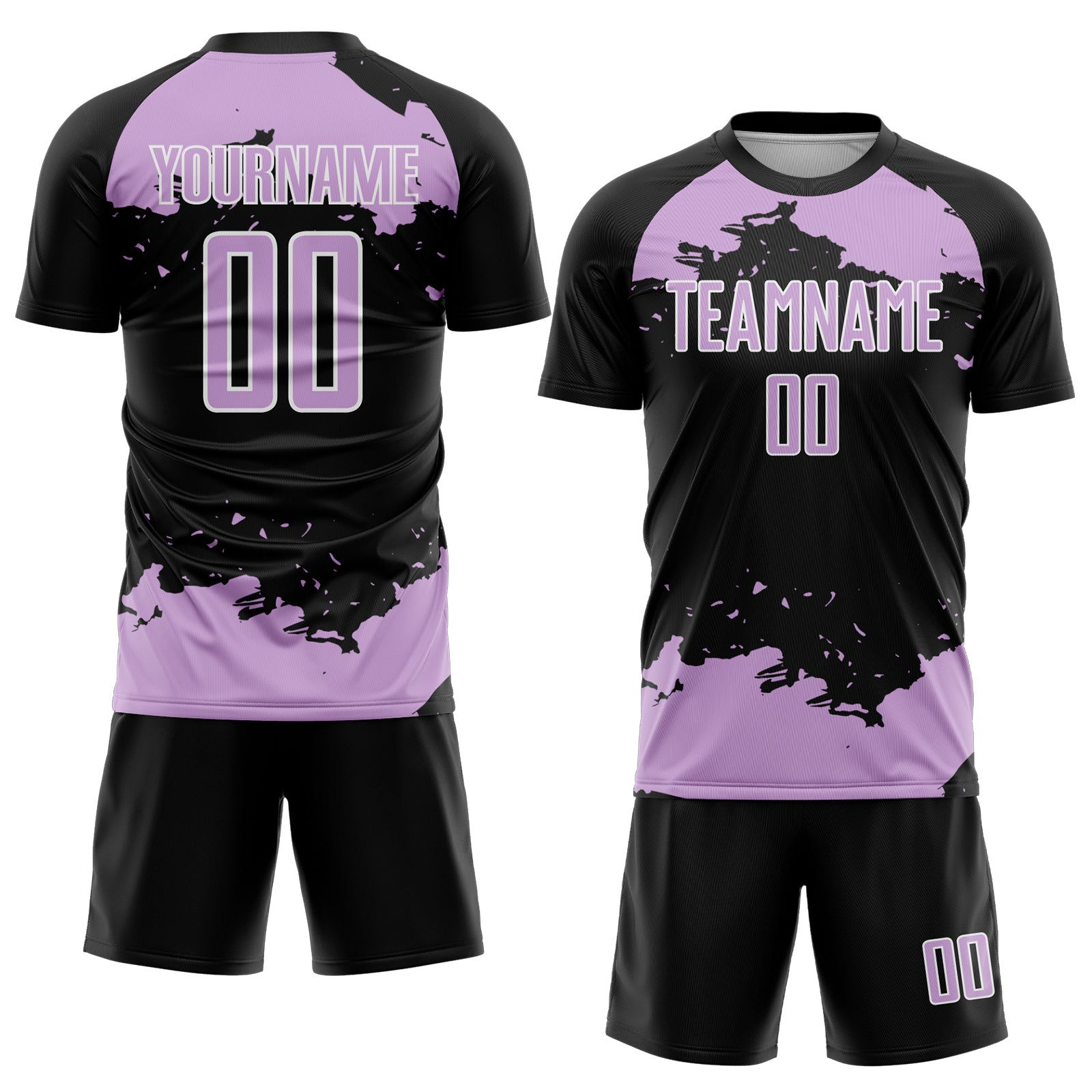 Custom Black Light Purple-White Abstract Fragment Art Sublimation Soccer Uniform Jersey