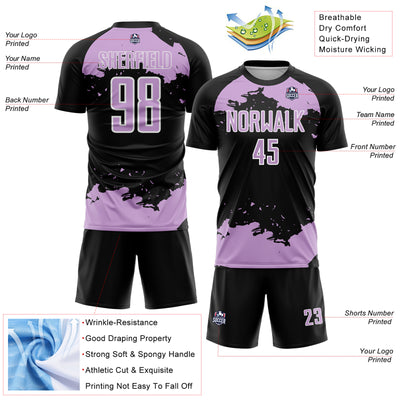 Custom Black Light Purple-White Abstract Fragment Art Sublimation Soccer Uniform Jersey