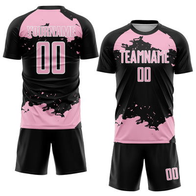 Custom Black Light Pink-White Abstract Fragment Art Sublimation Soccer Uniform Jersey