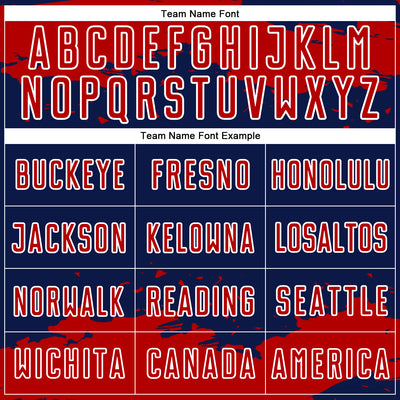 Custom Navy Red-White Abstract Fragment Art Sublimation Soccer Uniform Jersey