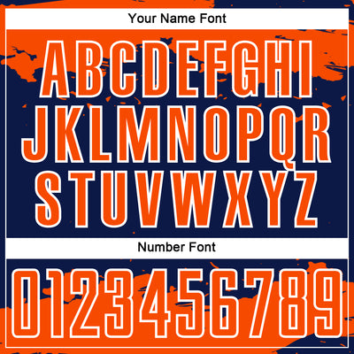 Custom Navy Orange-White Abstract Fragment Art Sublimation Soccer Uniform Jersey