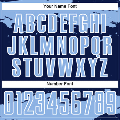 Custom Navy Light Blue-White Abstract Fragment Art Sublimation Soccer Uniform Jersey