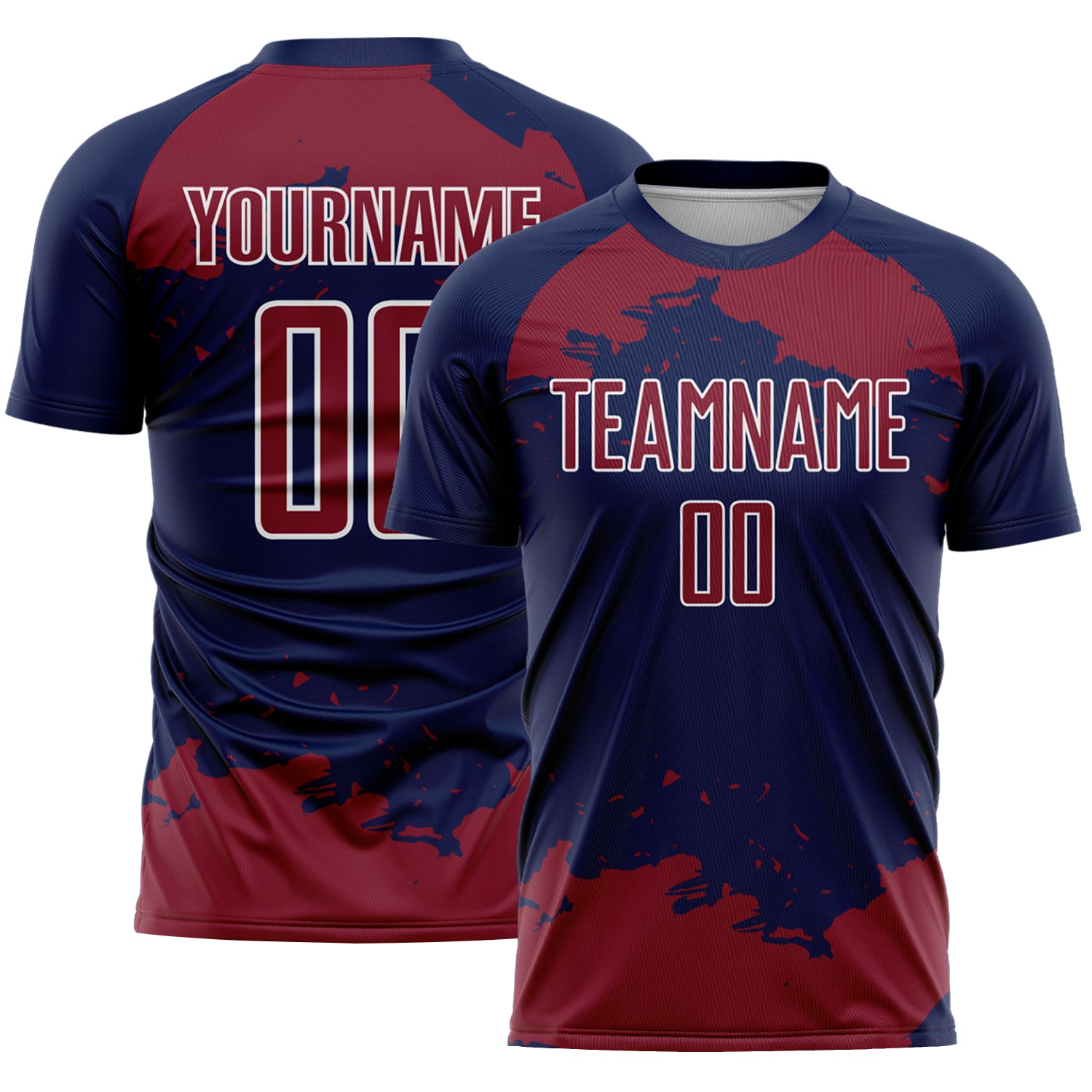 Custom Navy Crimson-White Abstract Fragment Art Sublimation Soccer Uniform Jersey