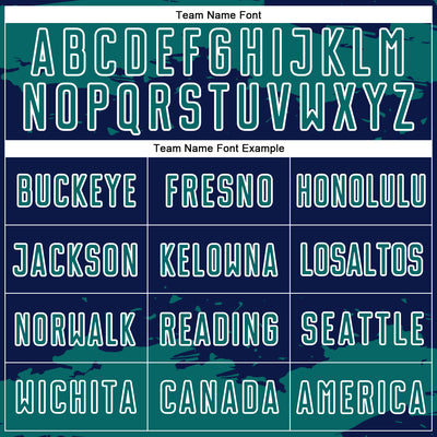 Custom Navy Teal-White Abstract Fragment Art Sublimation Soccer Uniform Jersey