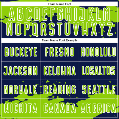 Custom Navy Neon Green-White Abstract Fragment Art Sublimation Soccer Uniform Jersey