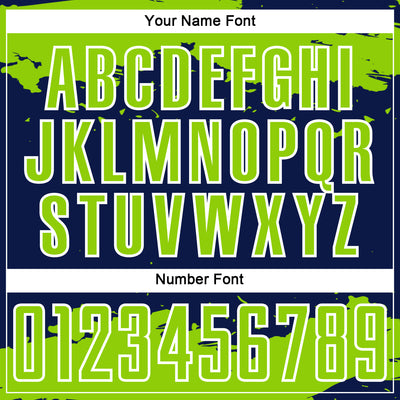 Custom Navy Neon Green-White Abstract Fragment Art Sublimation Soccer Uniform Jersey