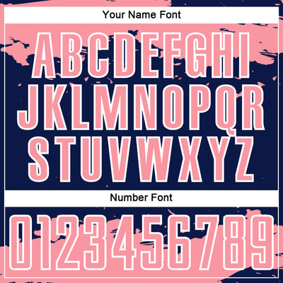 Custom Navy Medium Pink-White Abstract Fragment Art Sublimation Soccer Uniform Jersey