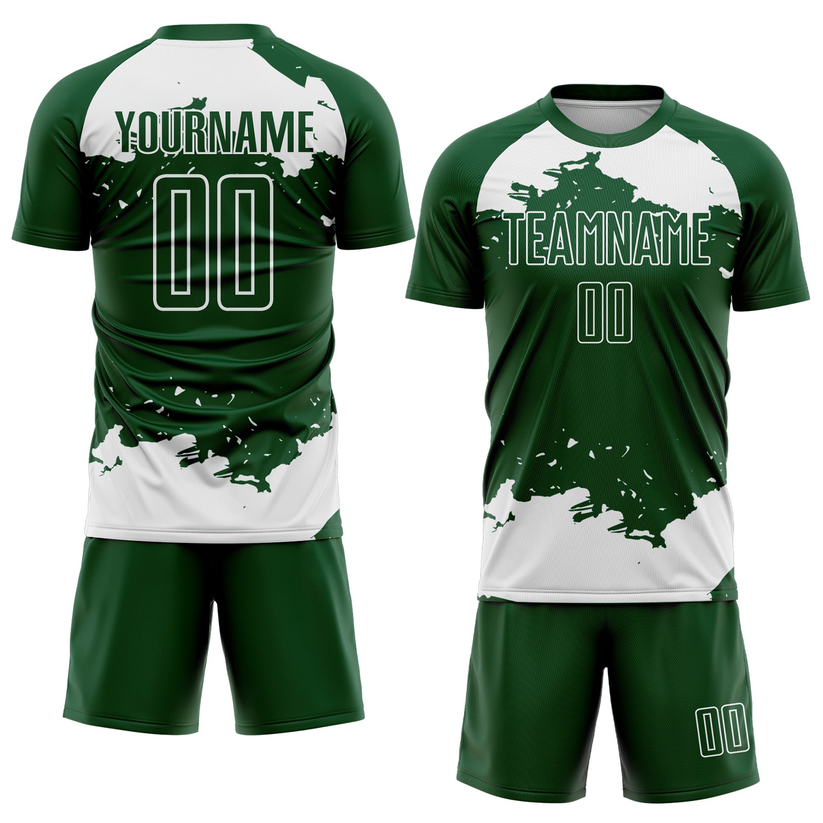 Custom Green White Abstract Fragment Art Sublimation Soccer Uniform Jersey