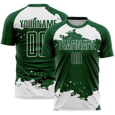 Custom Green White Abstract Fragment Art Sublimation Soccer Uniform Jersey