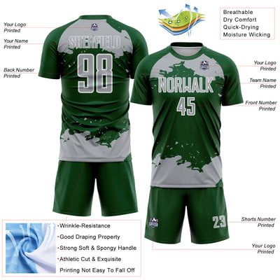 Custom Green Gray-White Abstract Fragment Art Sublimation Soccer Uniform Jersey