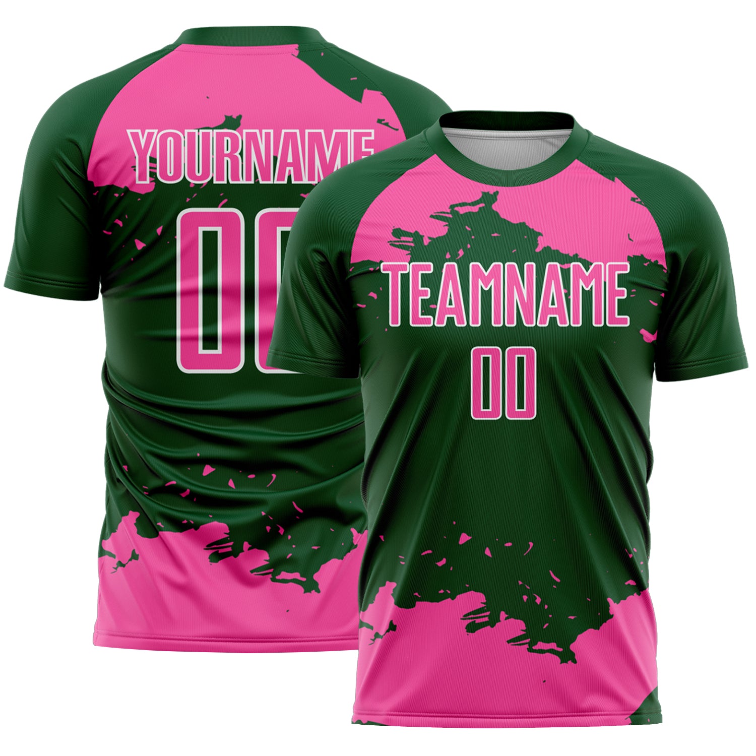 Custom Green Pink-White Abstract Fragment Art Sublimation Soccer Uniform Jersey