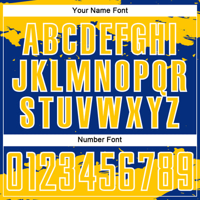 Custom Royal Yellow-White Abstract Fragment Art Sublimation Soccer Uniform Jersey