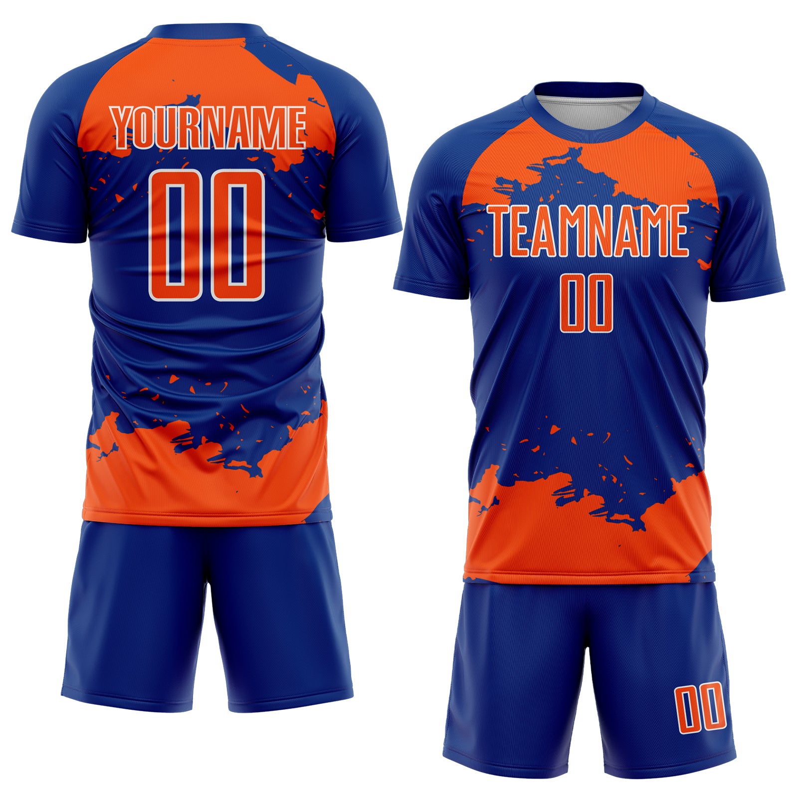 Custom Royal Orange-White Abstract Fragment Art Sublimation Soccer Uniform Jersey