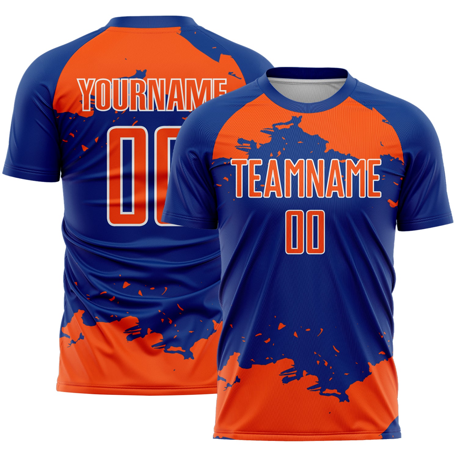 Custom Royal Orange-White Abstract Fragment Art Sublimation Soccer Uniform Jersey