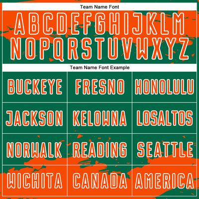 Custom Kelly Green Orange-White Abstract Fragment Art Sublimation Soccer Uniform Jersey