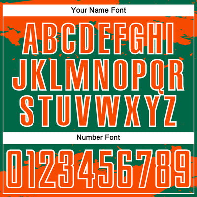 Custom Kelly Green Orange-White Abstract Fragment Art Sublimation Soccer Uniform Jersey