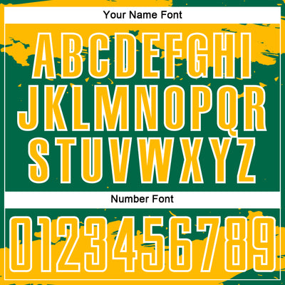 Custom Kelly Green Gold-White Abstract Fragment Art Sublimation Soccer Uniform Jersey