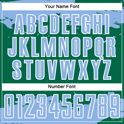 Custom Kelly Green Light Blue-White Abstract Fragment Art Sublimation Soccer Uniform Jersey