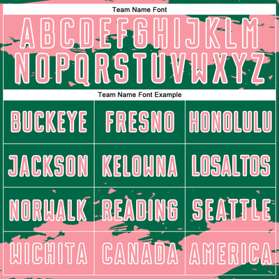 Custom Kelly Green Medium Pink-White Abstract Fragment Art Sublimation Soccer Uniform Jersey