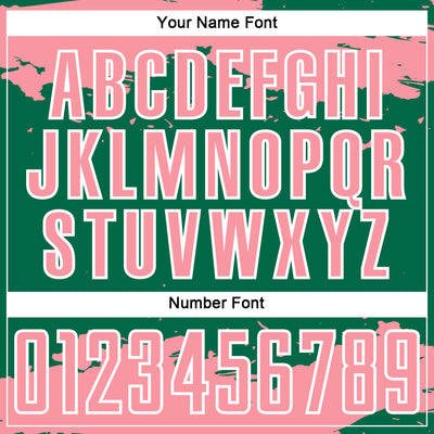 Custom Kelly Green Medium Pink-White Abstract Fragment Art Sublimation Soccer Uniform Jersey