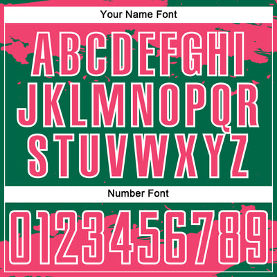 Custom Kelly Green Neon Pink-White Abstract Fragment Art Sublimation Soccer Uniform Jersey