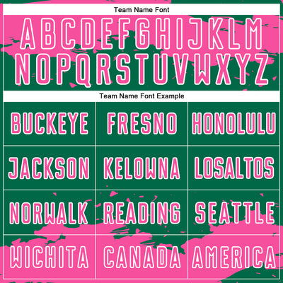 Custom Kelly Green Pink-White Abstract Fragment Art Sublimation Soccer Uniform Jersey