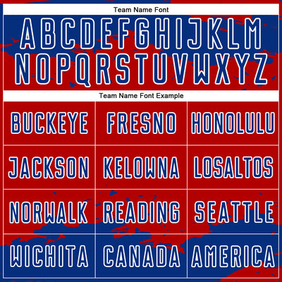 Custom Red Royal-White Abstract Fragment Art Sublimation Soccer Uniform Jersey