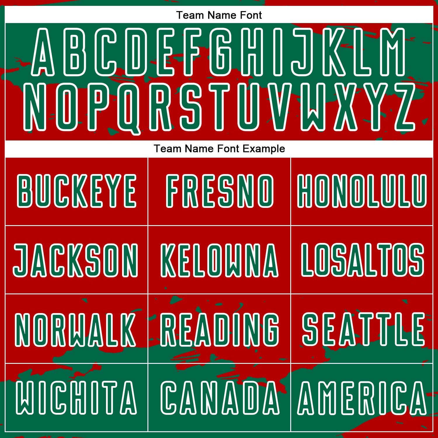 Custom Red Kelly Green-White Abstract Fragment Art Sublimation Soccer Uniform Jersey