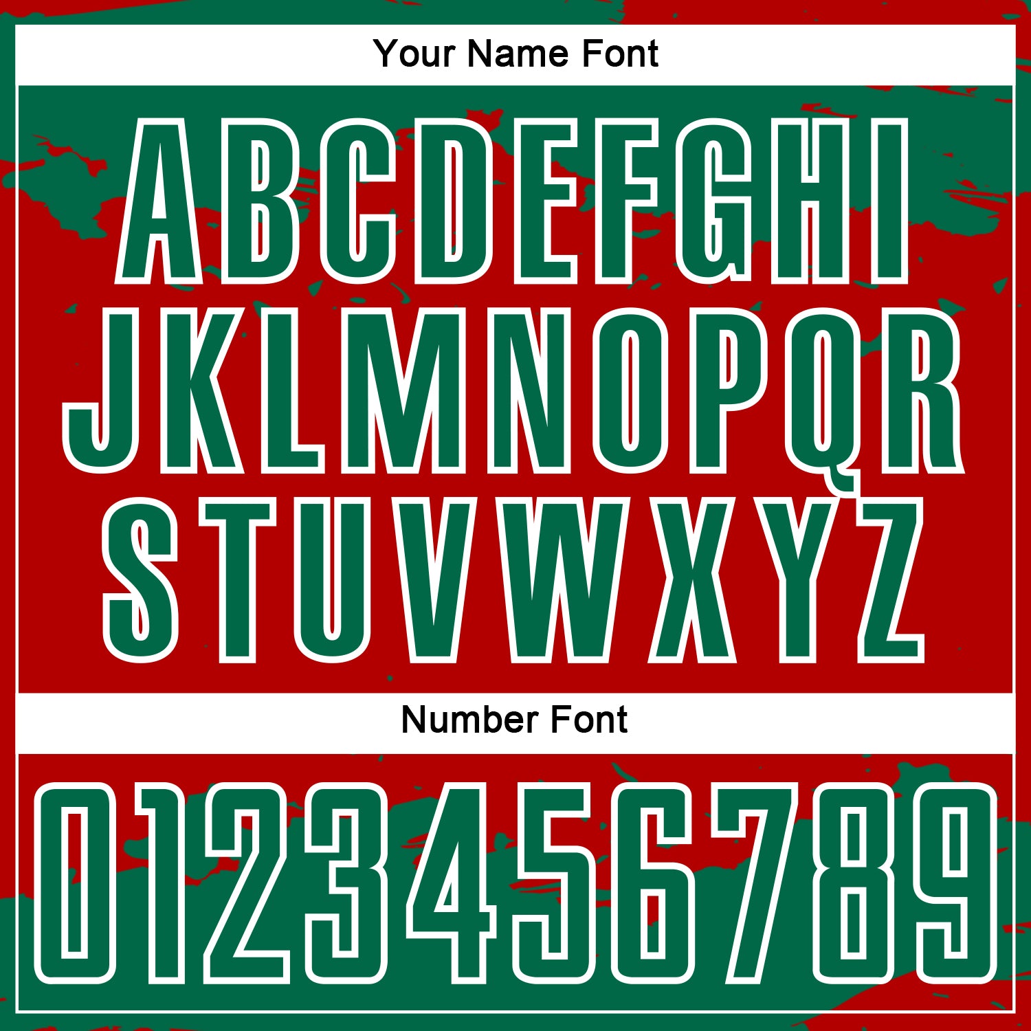 Custom Red Kelly Green-White Abstract Fragment Art Sublimation Soccer Uniform Jersey