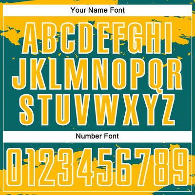 Custom Teal Gold-White Abstract Fragment Art Sublimation Soccer Uniform Jersey