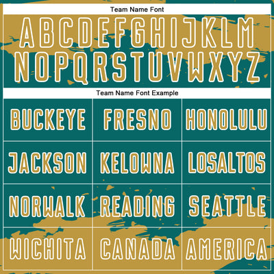 Custom Teal Old Gold-White Abstract Fragment Art Sublimation Soccer Uniform Jersey