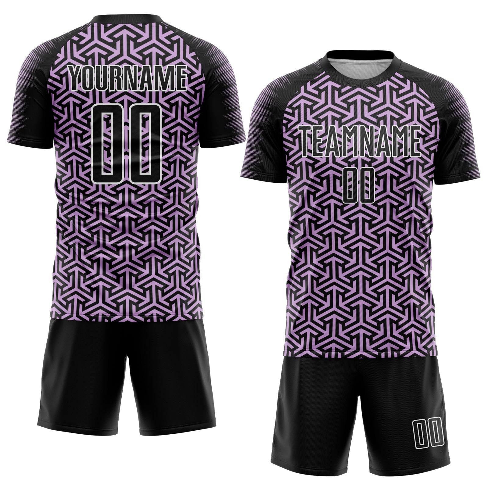 Custom Black Light Purple-White Geometric Arrow Sublimation Soccer Uniform Jersey