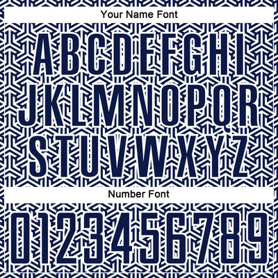 Custom Navy White Geometric Arrow Sublimation Soccer Uniform Jersey