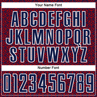 Custom Navy Red-White Geometric Arrow Sublimation Soccer Uniform Jersey