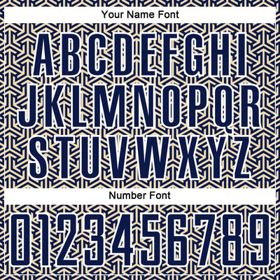Custom Navy Cream-White Geometric Arrow Sublimation Soccer Uniform Jersey