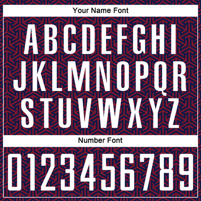 Custom Navy White-Crimson Geometric Arrow Sublimation Soccer Uniform Jersey