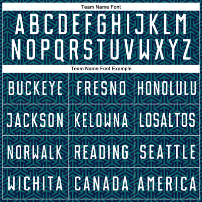 Custom Navy White-Teal Geometric Arrow Sublimation Soccer Uniform Jersey