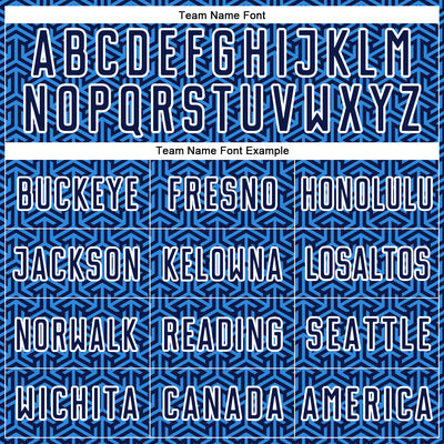 Custom Navy Powder Blue-White Geometric Arrow Sublimation Soccer Uniform Jersey