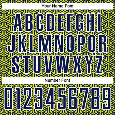 Custom Navy Neon Yellow-White Geometric Arrow Sublimation Soccer Uniform Jersey
