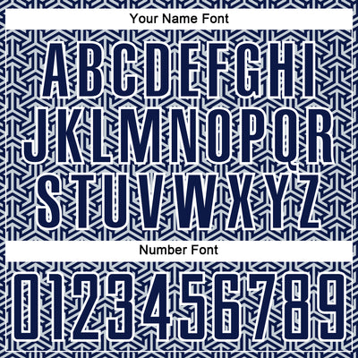 Custom Navy Silver-White Geometric Arrow Sublimation Soccer Uniform Jersey