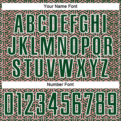 Custom Green Medium Pink-White Geometric Arrow Sublimation Soccer Uniform Jersey